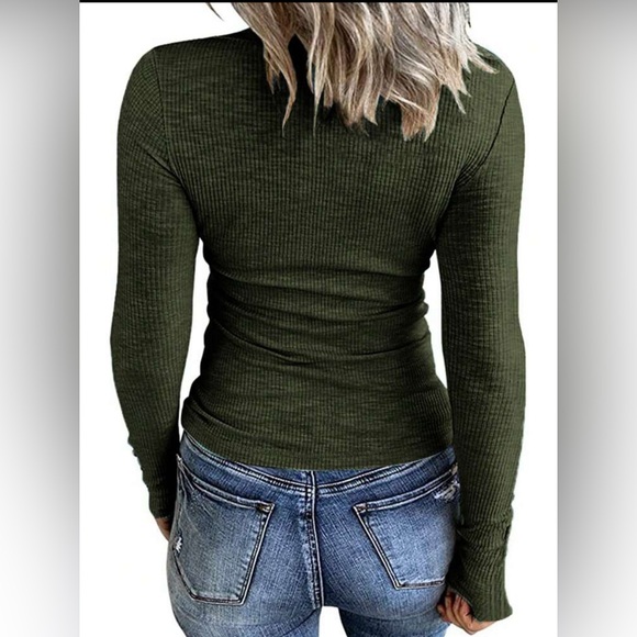 2/$25 Olive Green Ribbed Long Sleeve Top NEW XL - Picture 3 of 5